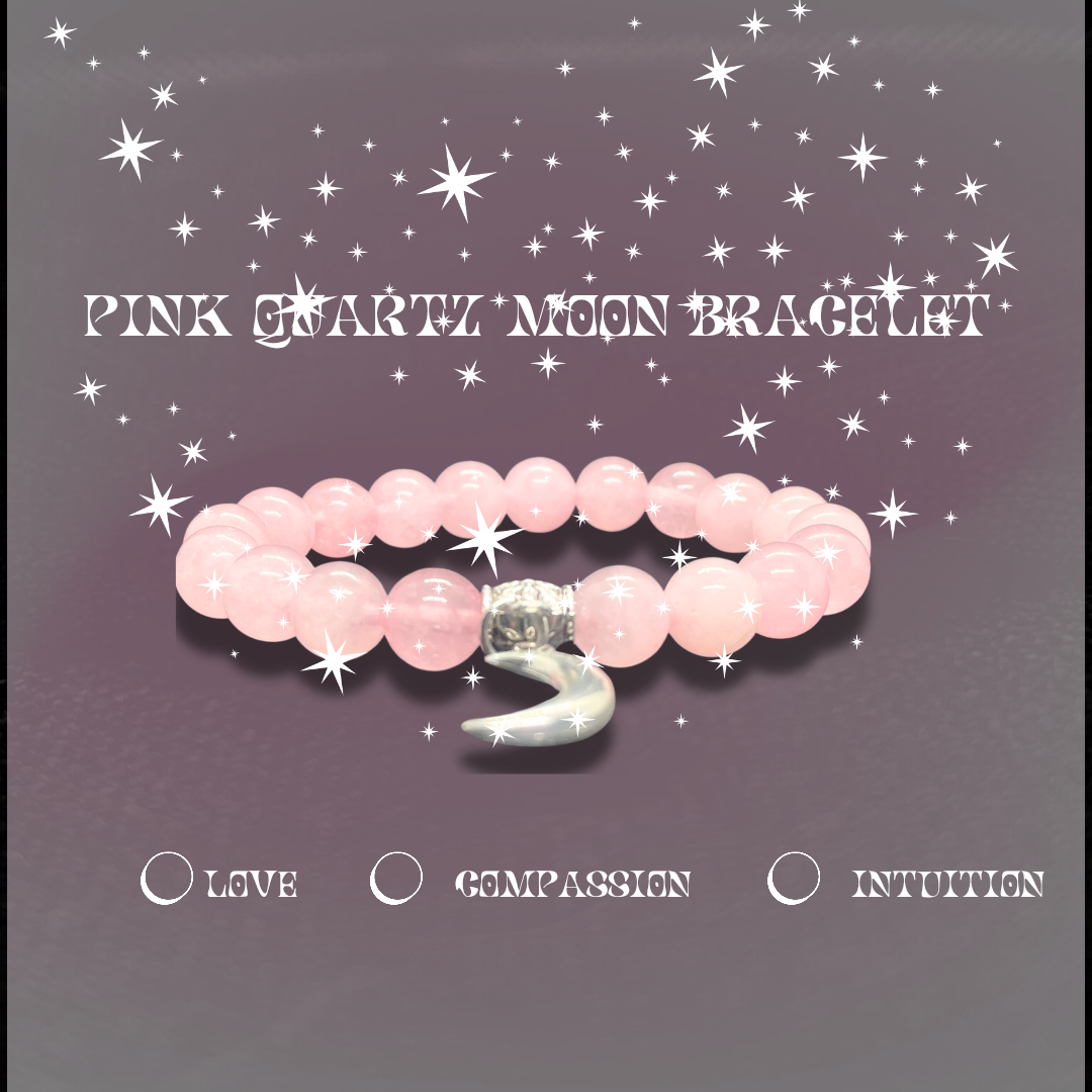 Pink Rose Quartz Moon Bracelet